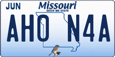 MO license plate AH0N4A