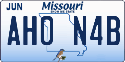 MO license plate AH0N4B