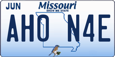 MO license plate AH0N4E