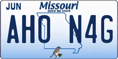 MO license plate AH0N4G