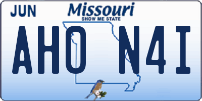 MO license plate AH0N4I