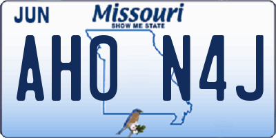MO license plate AH0N4J