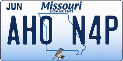 MO license plate AH0N4P