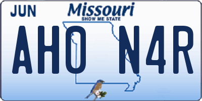 MO license plate AH0N4R