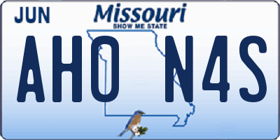 MO license plate AH0N4S