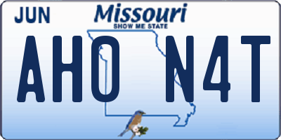 MO license plate AH0N4T