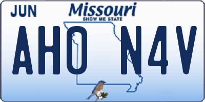 MO license plate AH0N4V