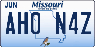 MO license plate AH0N4Z