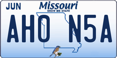 MO license plate AH0N5A