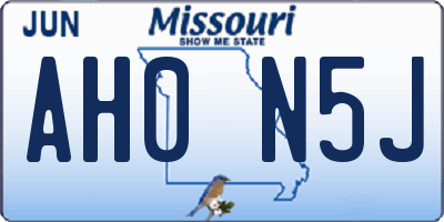 MO license plate AH0N5J