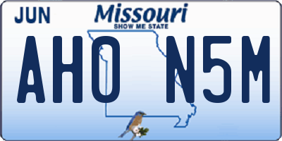 MO license plate AH0N5M