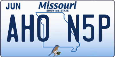 MO license plate AH0N5P