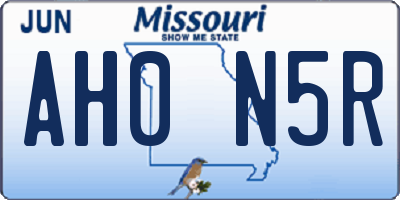 MO license plate AH0N5R