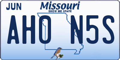 MO license plate AH0N5S