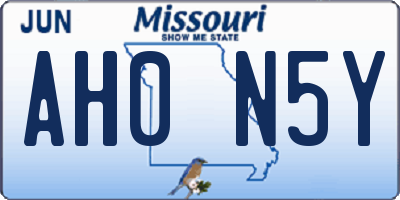 MO license plate AH0N5Y