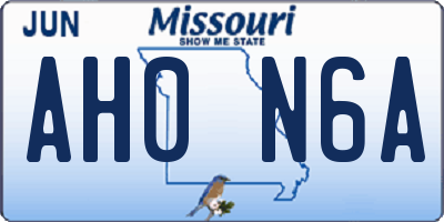 MO license plate AH0N6A