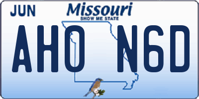 MO license plate AH0N6D