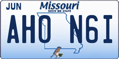 MO license plate AH0N6I