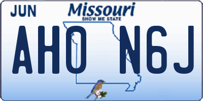 MO license plate AH0N6J