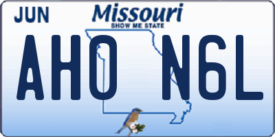 MO license plate AH0N6L