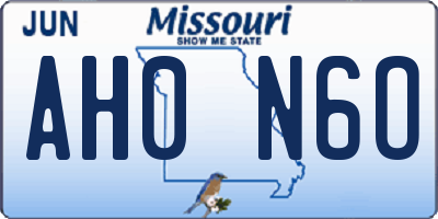 MO license plate AH0N6O