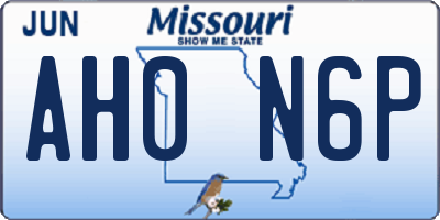 MO license plate AH0N6P