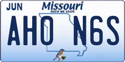 MO license plate AH0N6S