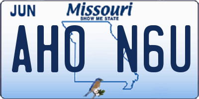 MO license plate AH0N6U