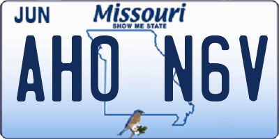 MO license plate AH0N6V