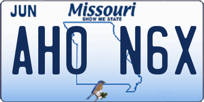 MO license plate AH0N6X