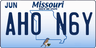 MO license plate AH0N6Y