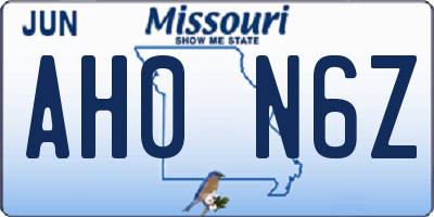 MO license plate AH0N6Z