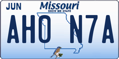 MO license plate AH0N7A