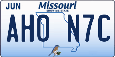 MO license plate AH0N7C