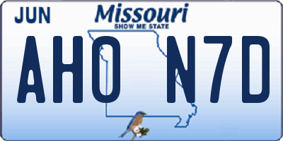 MO license plate AH0N7D