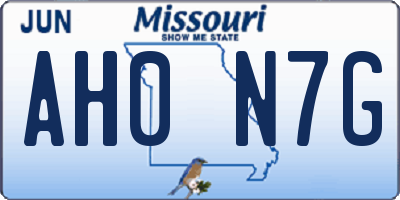 MO license plate AH0N7G