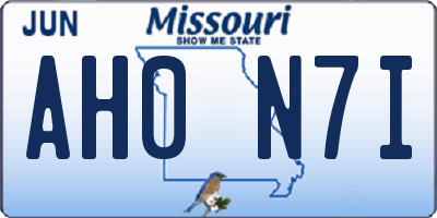 MO license plate AH0N7I