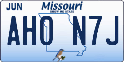 MO license plate AH0N7J