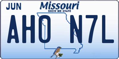 MO license plate AH0N7L