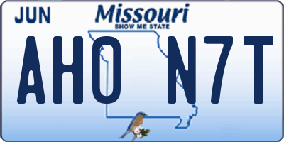 MO license plate AH0N7T