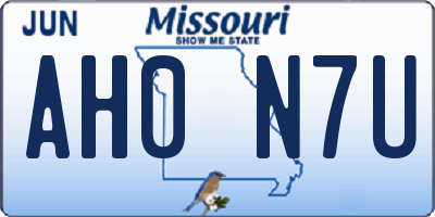 MO license plate AH0N7U