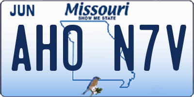 MO license plate AH0N7V