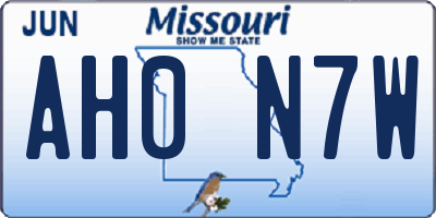 MO license plate AH0N7W