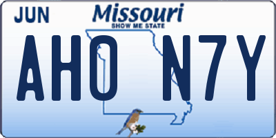 MO license plate AH0N7Y