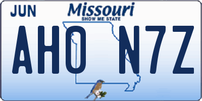 MO license plate AH0N7Z