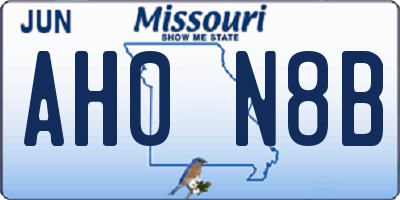 MO license plate AH0N8B