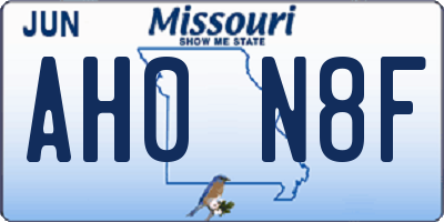 MO license plate AH0N8F