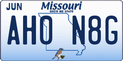 MO license plate AH0N8G