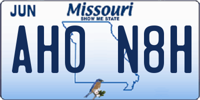 MO license plate AH0N8H