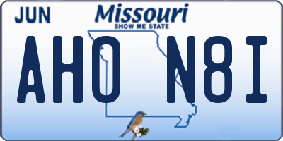 MO license plate AH0N8I